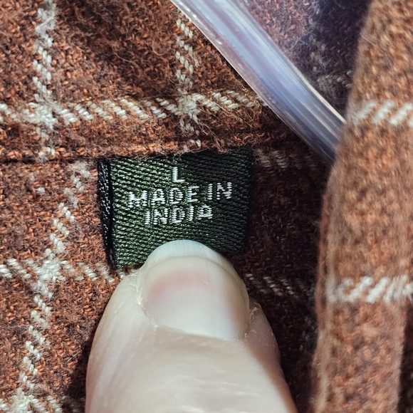 Orvis Men's Rust Orange Plaid Flannel Shirt Button Up Long Sleeve Size Large. - Picture 5 of 8